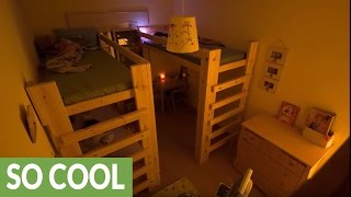 The kids have been asking for bunk beds for a long time now, so their dad decided to designed and build the beds at home. This 