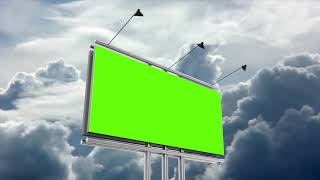 BILLBOARD WITH MOVING CLOUDS GREEN SCREEN (CHROMA KEY)