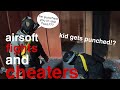 Airsoft *CHEATERS AND SALTY PLAYERS COMPLATION* Cheater makes kid cry?!