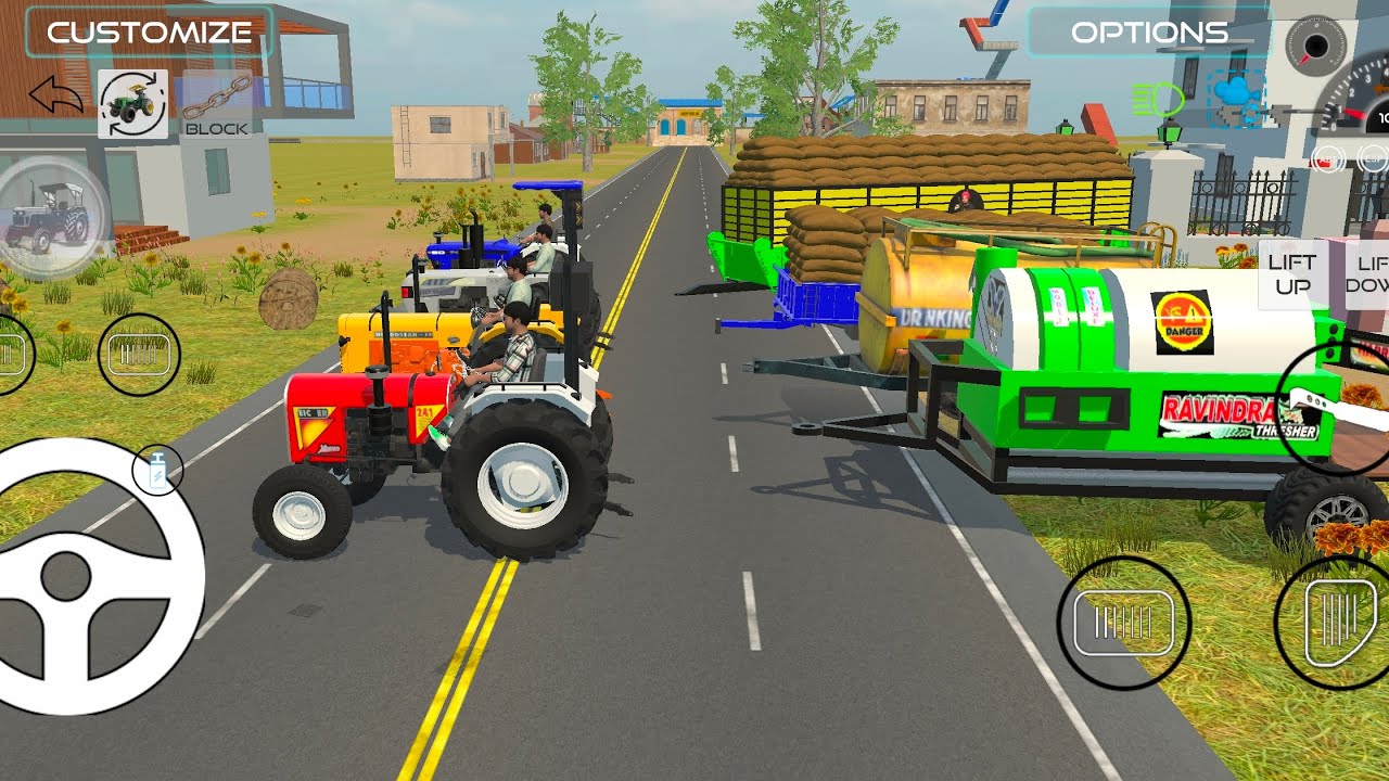 TRACTORS AND BIG TROLLEY TROLLEY TANKEY WITH THRESHOR 🚍🚘🚜🚘