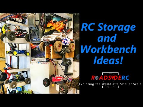 rc truck and car storage and workbench ideas