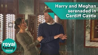 Harry and Meghan serenaded in Cardiff Castle