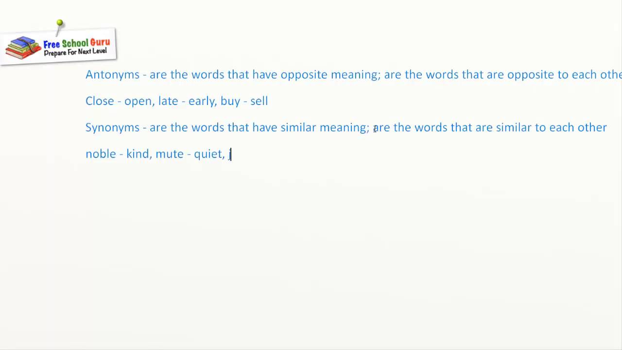English Grammar Session 14 Antonyms & Synonyms YouTube