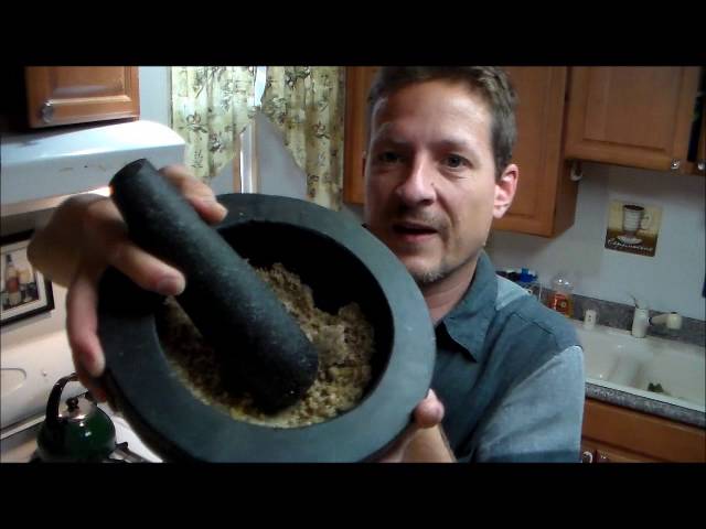 Parsley Pesto Made in Marble Mortar, Dishes