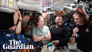Download lagu Artemis II crew answer questions on return home from trip around the Moon – watch live