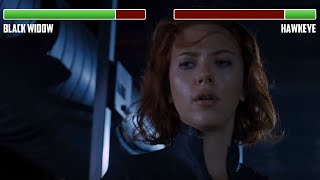Black Widow vs. Hawkeye WITH HEALTHBARS | HD | The Avengers
