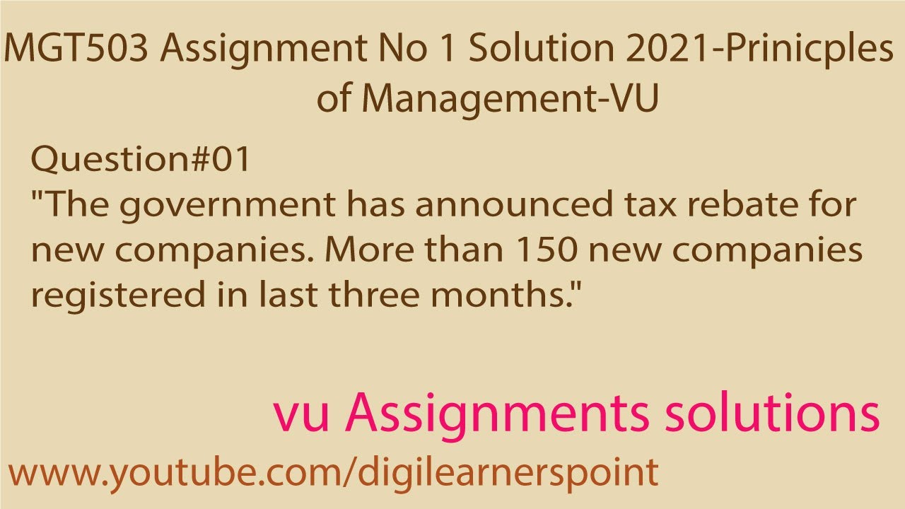 principles of management (mgt503) assignment no. 1 solution