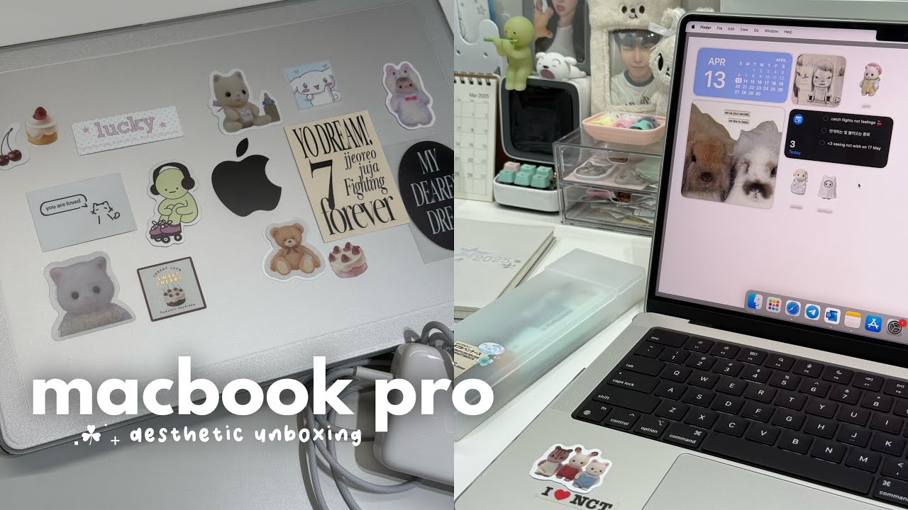 macbook pro 2025 💻 aesthetic unboxing + customising setup