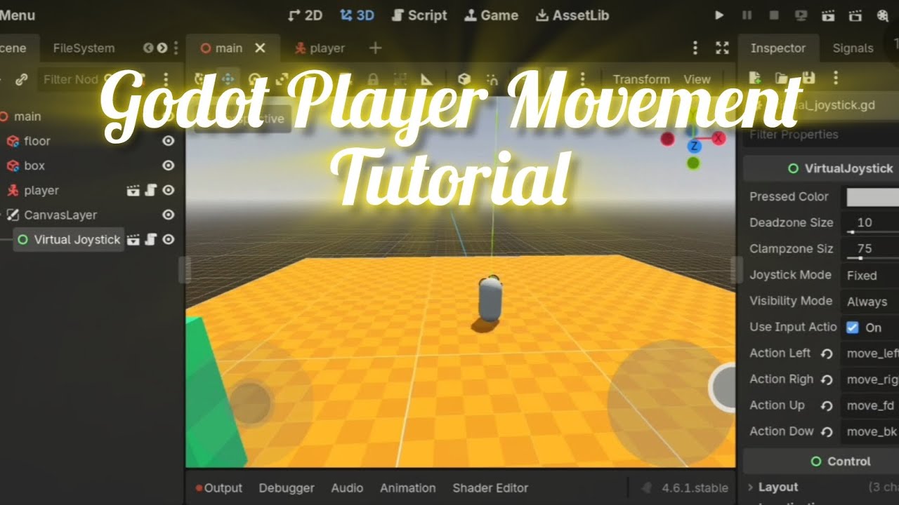 Godot 4.6 Player basic movement tutorial Android (fps style) - YouTube