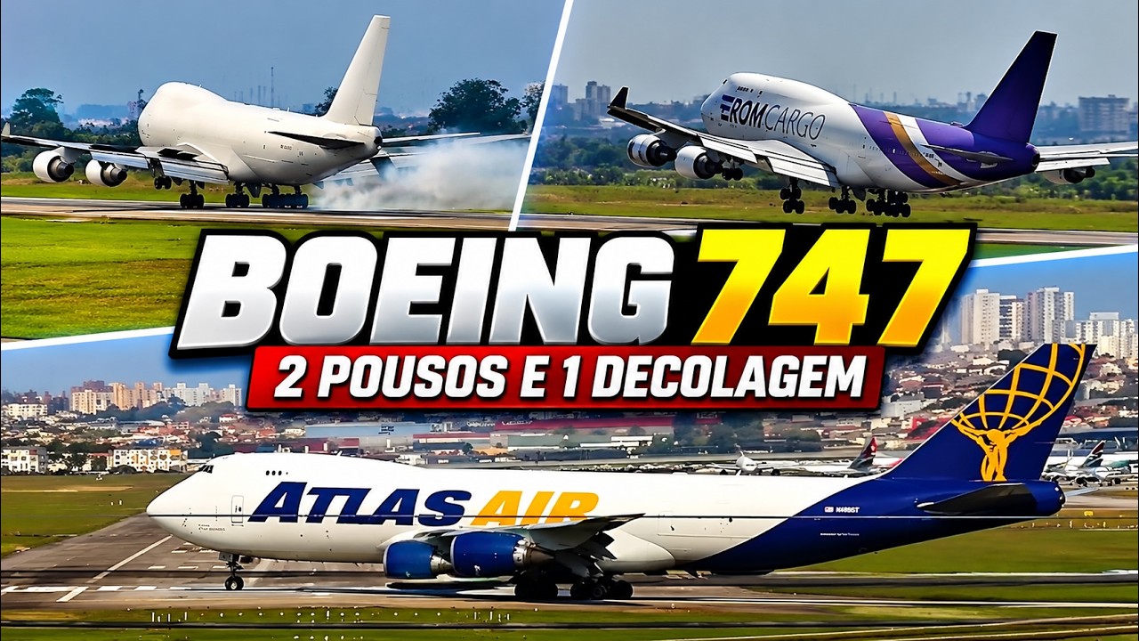 Boeing 747 em Viracopos e Guarulhos: câmeras registram dois pousos e uma decolagem
