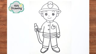 How to Draw a Firefighter | Easy Drawing Step by Step