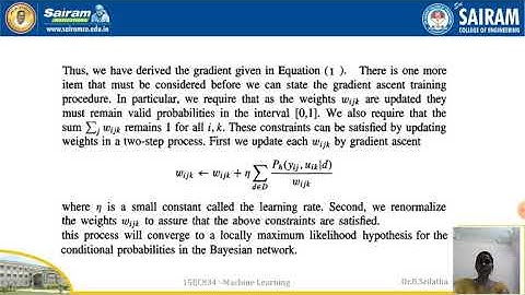 Lecture video_15EC834_Module 3_Learning Bayesian Belief Networks_Dr.B.Srilatha