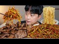 [와차밥] 양념돼지갈비 고구마순김치 국물은 김치사발면🍜 요리 먹방 Pork ribs &amp; Kimchi &amp; Ramen ASMR MUKBANG REAL SOUND EATING SHOW
