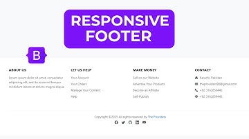 Responsive Footer bootstrap 5 with no CSS | Elegant Footer with Social Media Icon