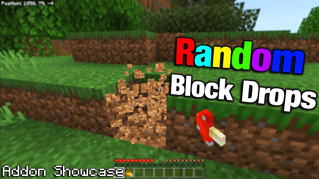 "Random Block Drops" Addon Showcase on Minecraft Bedrock Edition[random