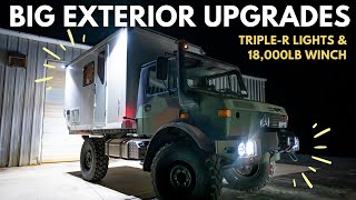 Big Exterior Upgrades: TripleR Headlights & 18,000lb Winch  Unimog 4x4 Truck Camper Build #8