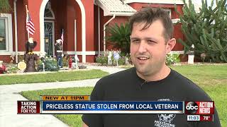 Hernando County firefighters replace 89-year-old veteran's stolen statue, help with yard work