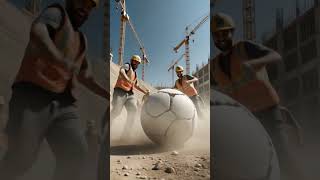 Builders Play Concrete Football #ai #absurd #construction #extreme #funny #technology #machines