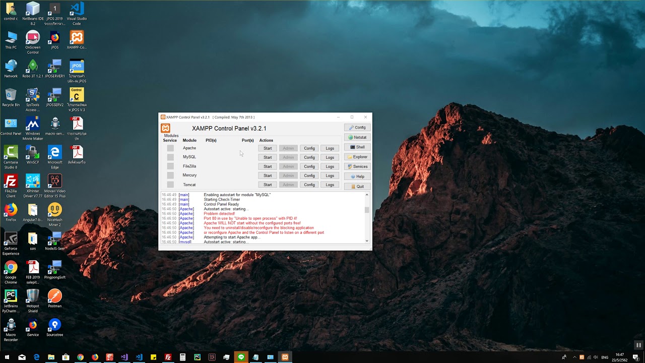 โปรแกรม apache  2022 New  การแก้ไขปัญหา start apache ไม่ได้ใน xampp