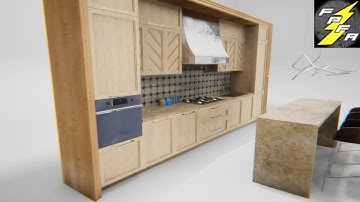 Visualization of a modern kitchen in Unreal Engine 4