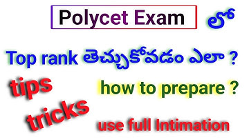 Tpis & Tricks for polycet exam || how t get top rank in polytechnic Entrance exam