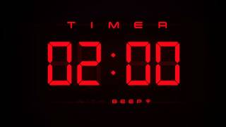 Information 2 Minute Countdown Timer ⏱ Digital RED Clock with Alerts ⭕️ Guide