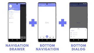 Navigation Drawer   Bottom Navigation   Bottom Sheet Dialog in Android Studio | All in one app | UI