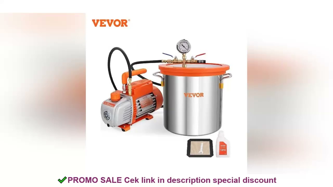 VEVOR 3GAL/5GAL Vacuum Chamber&3.5CFM Pump Kit Tempered Glass Lid Vacuum Degassing Chamber Kit for S