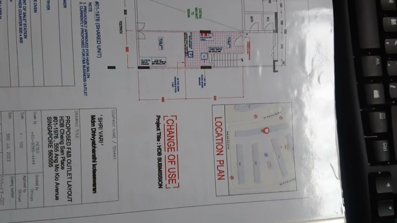 SFA Drawing Layout Plan Architectural for submission license and approval from singapore food agency
