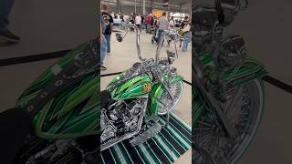 Wild custom paint on this Harley Davidson Vicla lowrider