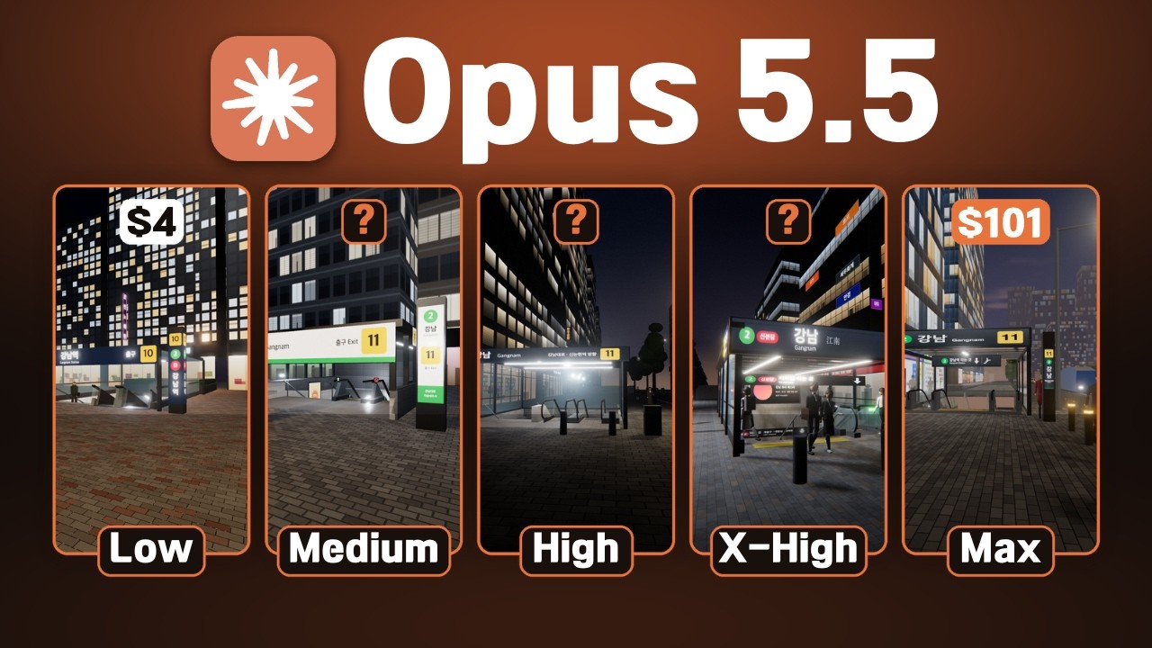 Opus 5.5 모든 effort로 동일한 과제 시켜봤습니다