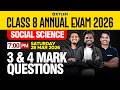 Class 8 Annual Exam 2026 Social Science : 3 &amp; 4 Mark Questions | Xylem Class 8