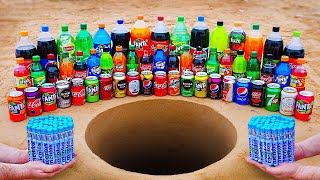 Many Popular Sodas, Coca Cola, Fanta, Sprite, Pepsi, Mirinda, 7up, Rc Cola vs Mentos Underground
