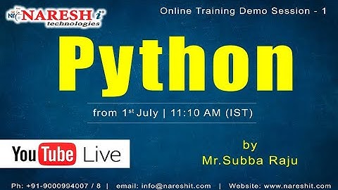 PYTHON @ 11:15 AM (IST) by Mr.Subbaraju | Demo Session-1