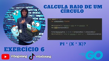 Pegando o raio de um círculo, calculando e mostrando sua área! Exercício 1.6 programando em GOLANG