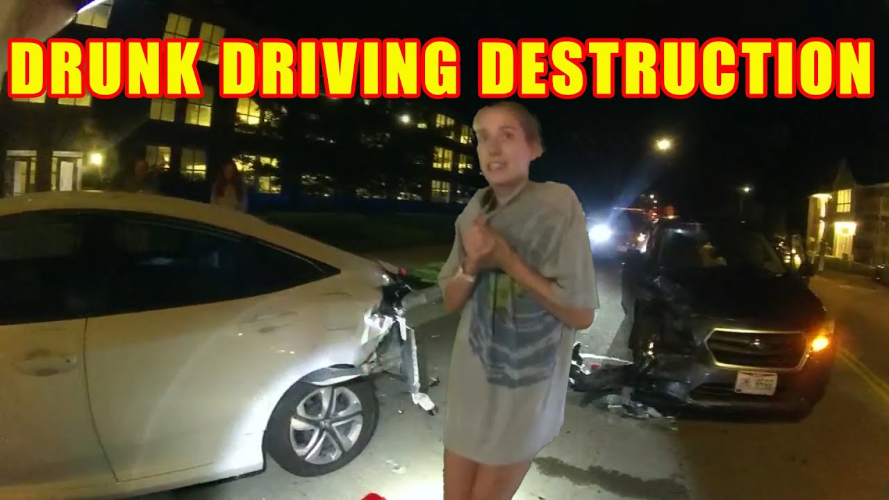 Bodycam DUI Arrest - Drunk 21-Year-Old Crashes into a Parked Car