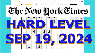 Sudoku-oplossing New York Times | Moeilijk niveau 19 september 2024, oplossen zonder notities