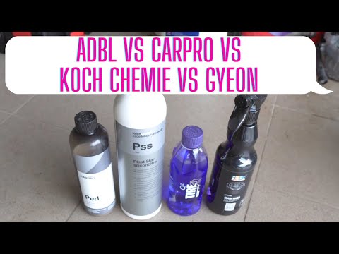 ADBL Black Water vs CarPro Perl vs Koch Chemie Plast Star Siliconölfrei (PSS) vs Gyeon Q2 Tire