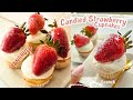 Candied strawberry cupcakes w cream cheese frosting  tanghulu strawberries  tanghulu