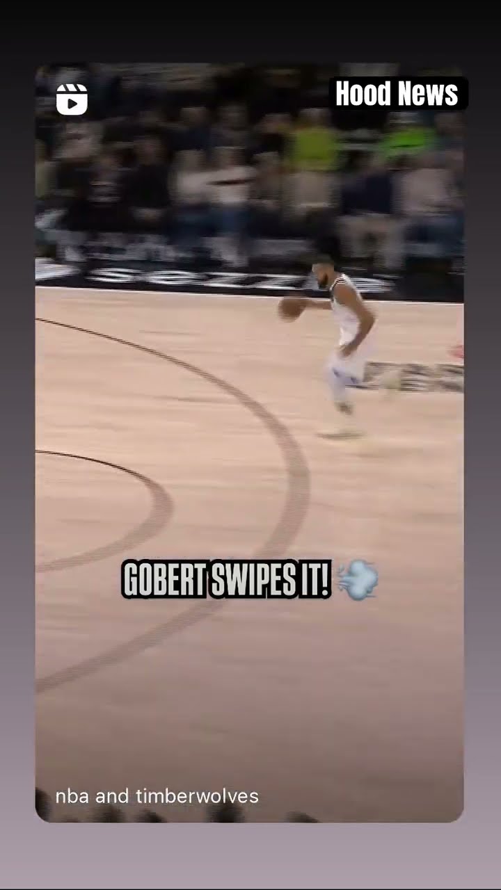 Gobert swipes it #hoodnews #rudygobert #timberwolves #dunk #defense #basketball