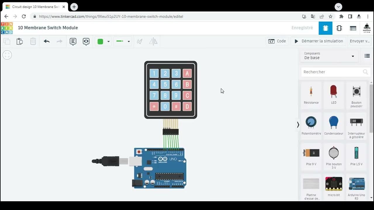 Membrane Switch Module TinkerCad + Arduino - YouTube