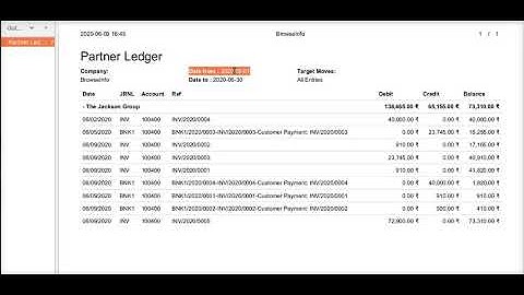 How to print partner ledger report for customer | Odoo