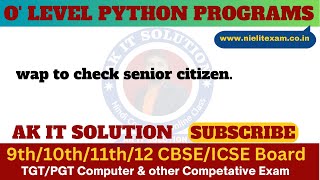 Program To Check Senior Citizen in Python || Senior Citizen Checking Program in Python ||