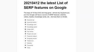 20210412 the latest List of SERP features on Google