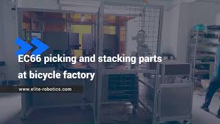 Elite Robot EC66 collaborative robot handling parts at bycicle factory Profile