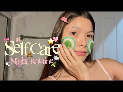 self care🎀 Night routine🌠🛁🌟 | skincare with me🌙 | cucumber mask eyes🥒 Toner pad🌸 | immilkyway🎀