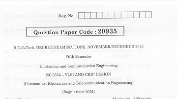 EC3552 | VLSI and Chip Design | Nov Dec 2023 | Anna University | Questions