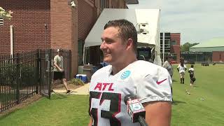 Atlanta Falcons OL Chris Lindstrom Speaks at Training Camp