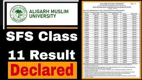 amu class 11 SFS result declared 2023