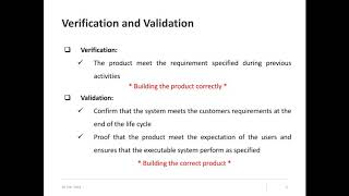 verification, validation and cost, time to fix a bug